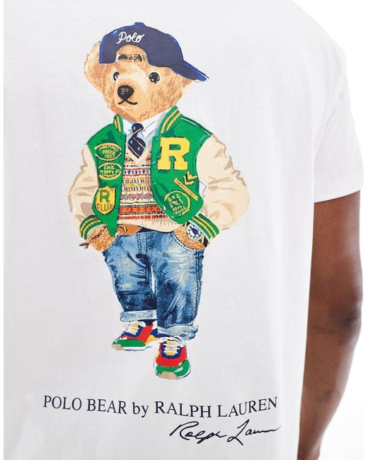 Polo Ralph Lauren Denim Bear Back Print Pocket T shirt Classic Oversized Fit in White for Men Lyst UK