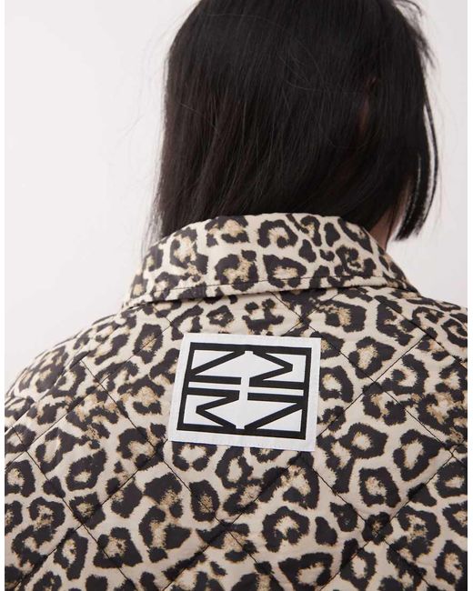 Chaqueta Guateada Con Estampado De Leopardo Y Cremallera De -Marrón Noisy May de color Brown