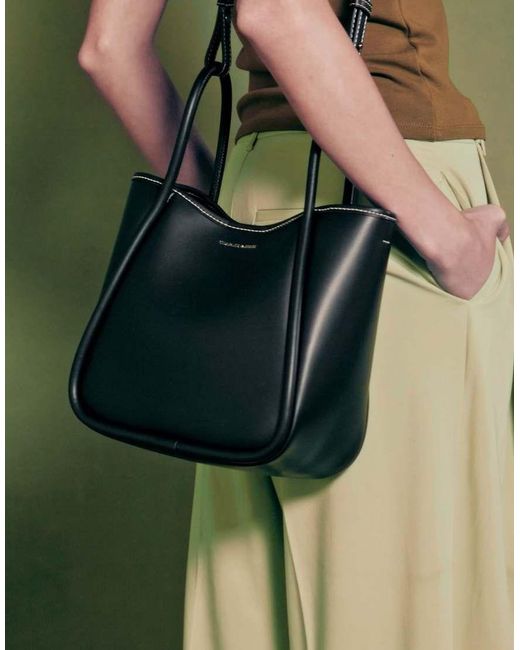 Charles & Keith Green Mini Lyla Tubular Tote Bag