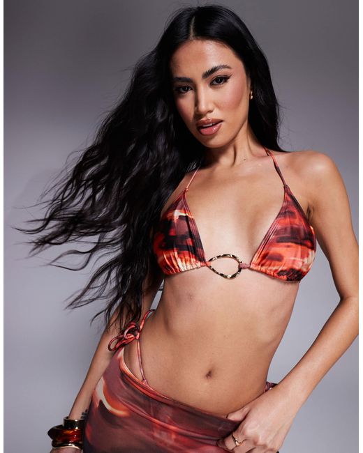 South Beach Orange Southbeach Triangle Bikini Top