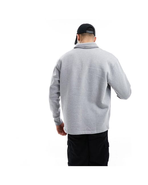 ASOS Gray Oversized Heavyweight Half Zip Polo Sweatshirt for men