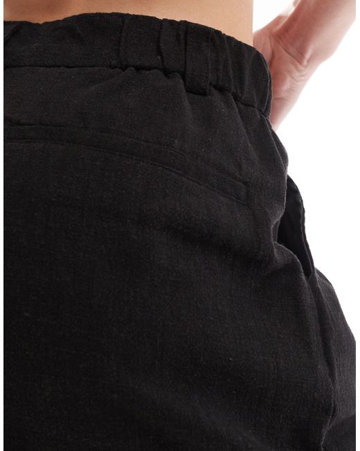 ASOS Black Asos Design Tall Dad Short With Linen