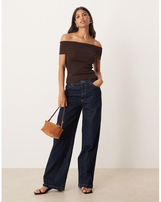 Mango Black Compact Knit Off Shoulder Top Co-ord