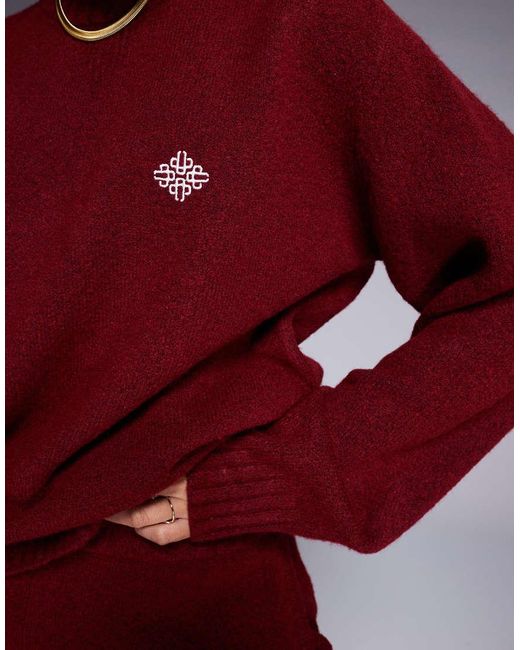 The Couture Club Red Co-ord Oversized Fluffy Knitted Jumper