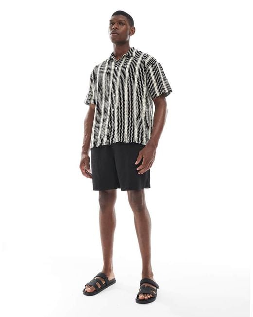 Camisa Negra A Rayas De Croché De Jack & Jones de hombre de color Gray