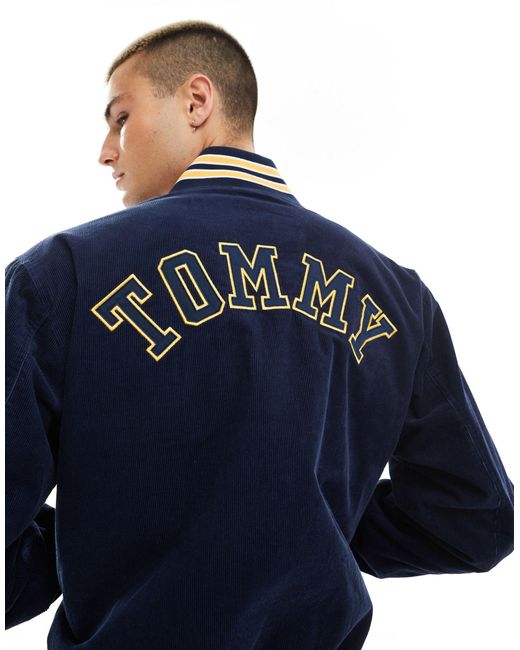 Tommy Hilfiger Blue International Games Unisex Cord Varsity Jacket