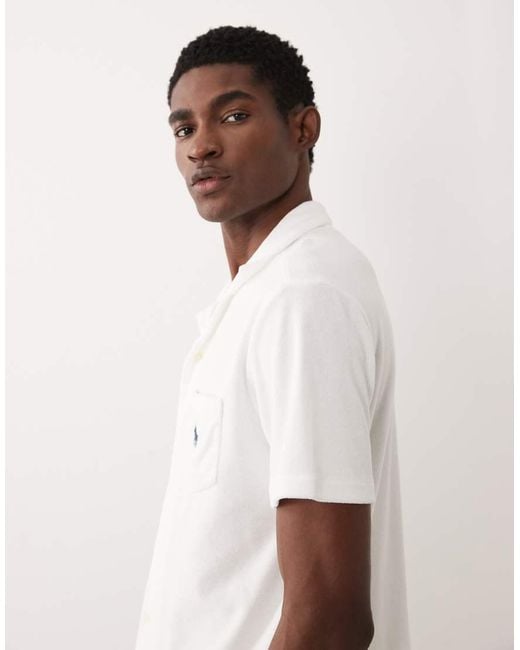 Polo Ralph Lauren Natural Icon Logo Co-Ord Terry Cloth Short Sleeve Shirt for men
