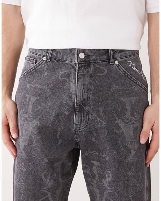 Vertere Berlin Black Snakebite Loose Fit Denim Jeans for men