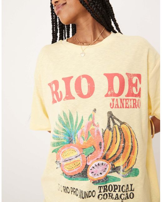 T-shirt oversize avec imprimé graphique fruits et rio ASOS en coloris Natural