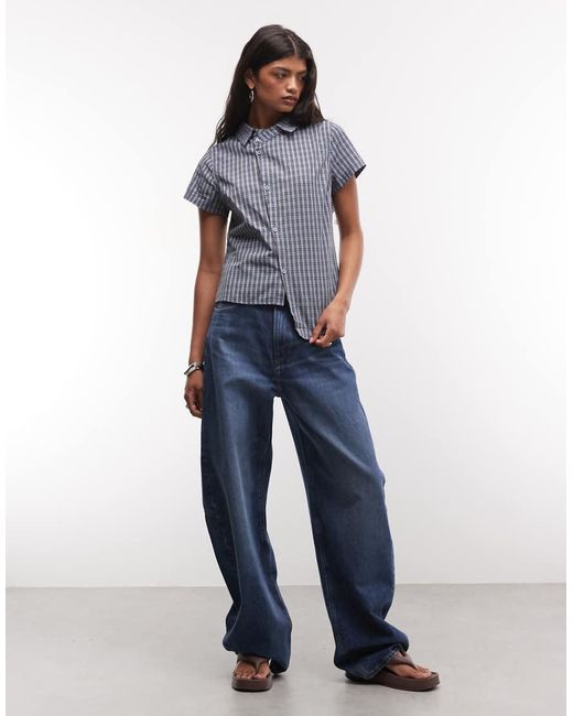Collusion Blue Asymmetric Short Sleeve Shirt