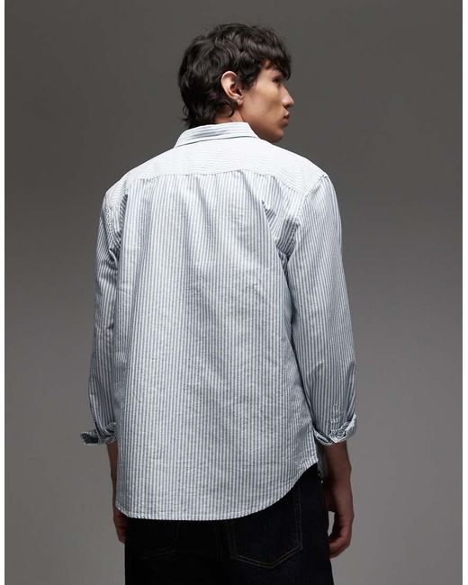 Levi's White Authentic Tonal Logo Button Down Stripe Oxford Shirt for men