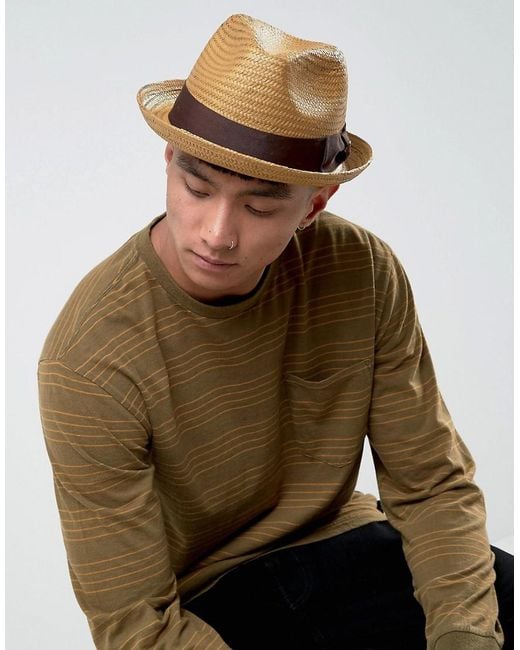 Brixton Brown Castor Fedora Straw Hat for men