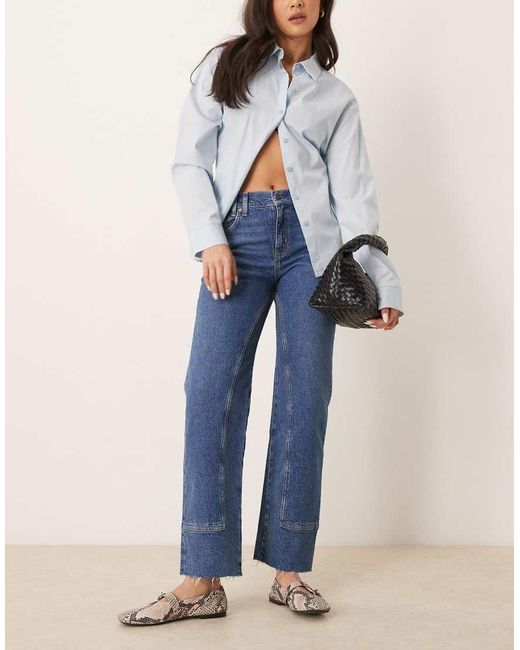 Free People Blue Risk Taker Mid-rise Straight Leg Jeans