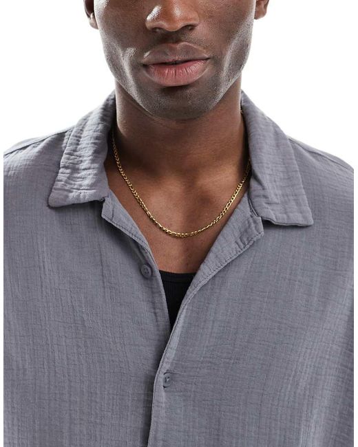Camicia Grigia Testurizzata Con Rever di Bershka in Blue da Uomo