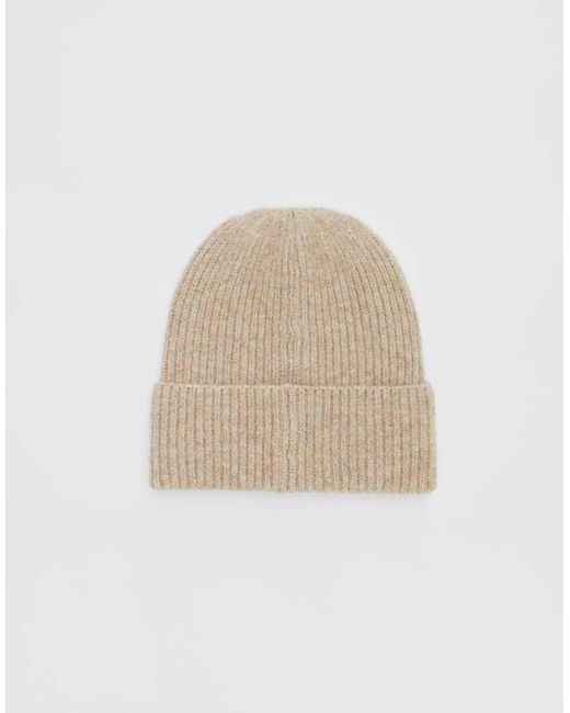Stradivarius Brown Ribbed Cap With Plate