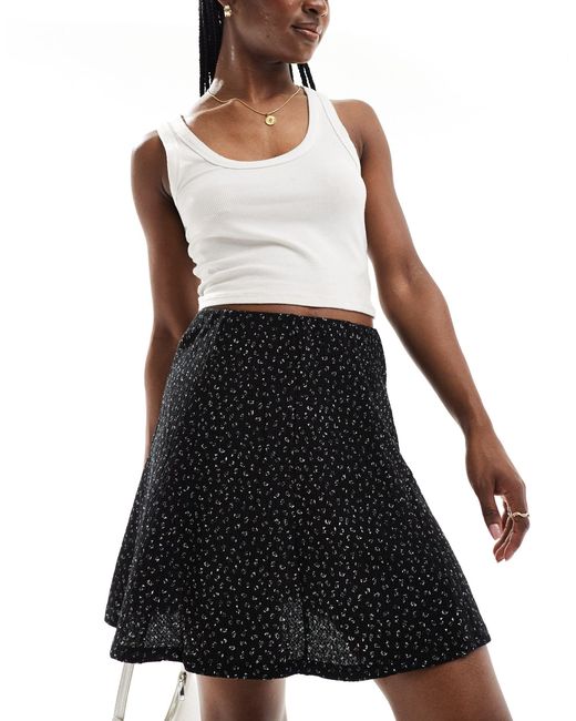 Pieces Black Textured Jersey Mini Skirt