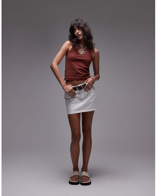 TOPSHOP Brown – minirock aus denim