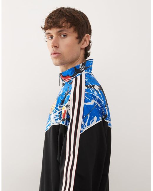 Adidas Originals Blue Adidas Football Manchester United X Stone Roses Full Zip Jacket