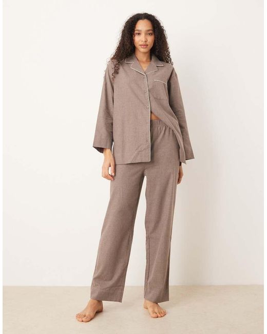 Mango Natural 100% Cotton Flannel Pyjama Trouser Co-ord