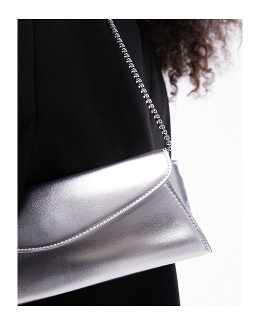 Sadie - sac porté épaule avec rabat structuré TOPSHOP en coloris Black