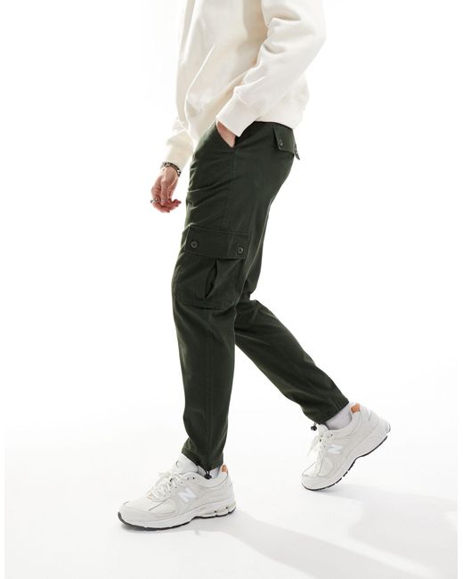 Pantalon cargo fuselé - kaki foncé ASOS pour homme en coloris White