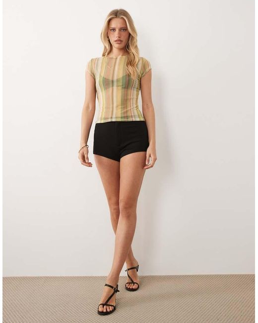 ASOS Multicolor Printed Mesh Top Green