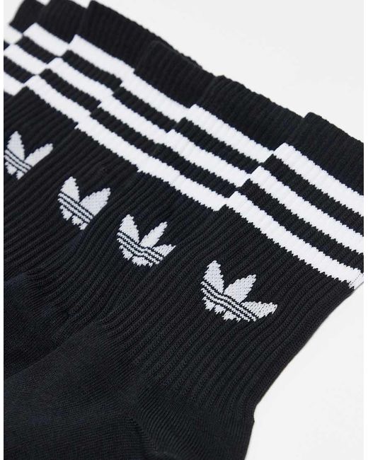 Adidas Originals Black Adicolor Trefoil 6 Pack Crew Socks