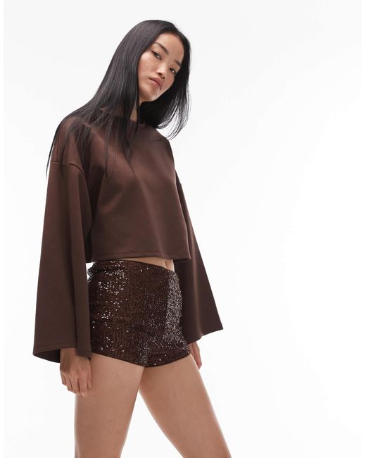 ASOS Brown Allover Sequin Mini Short
