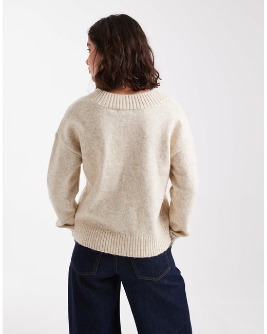 Brave Soul Natural V-Neck Soft Touch Jumper