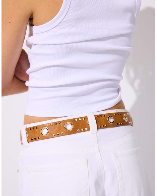 Stradivarius White Belt With Details