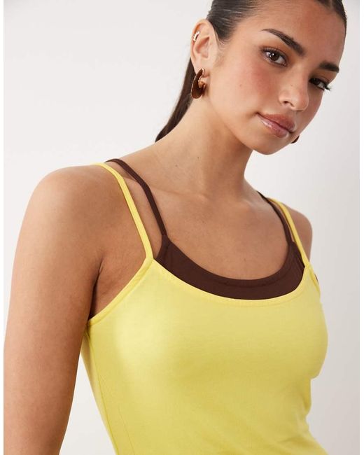 ASOS Yellow Double Layer Mini Dress Buttermilk And Black
