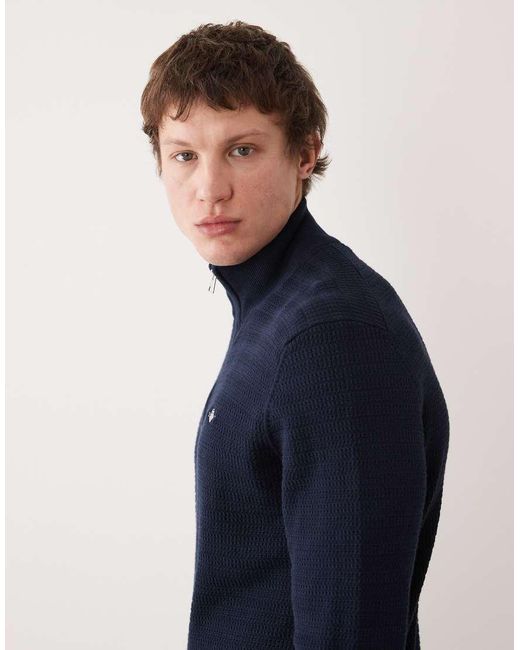 Gant Blue 1/4 Zip Textured Jumper for men
