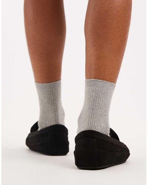 ASOS Black Moccasin Slippers for men