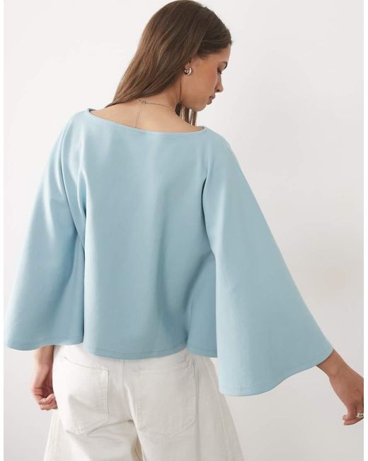 ASOS Blue Interlock Oversized Cape Style Top