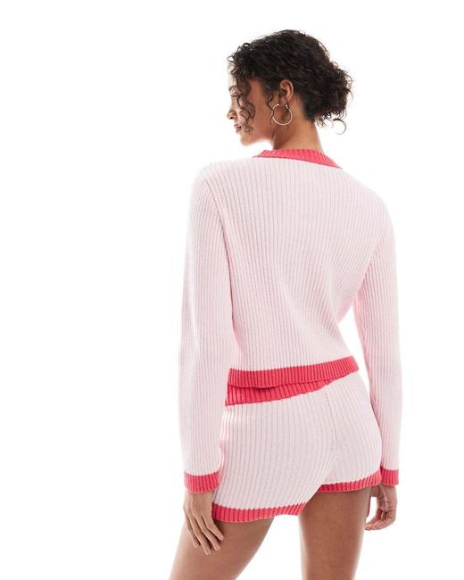 Cárdigan Rojo Y De Punto De (Parte De Un Conjunto) ASOS de color Pink