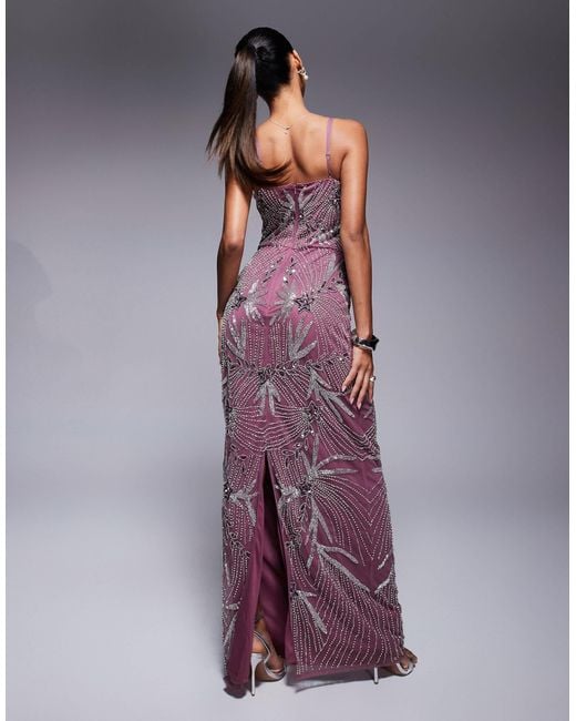 Beauut Purple Embellished Cami Maxi Dress