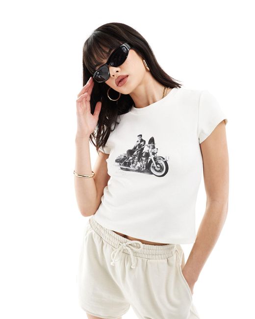ASOS White Baby Tee With Elvis Presley Licence Graphic