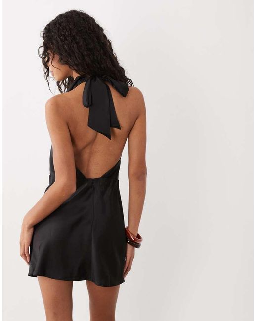 Mango Black Cowl Neck Mini Dress