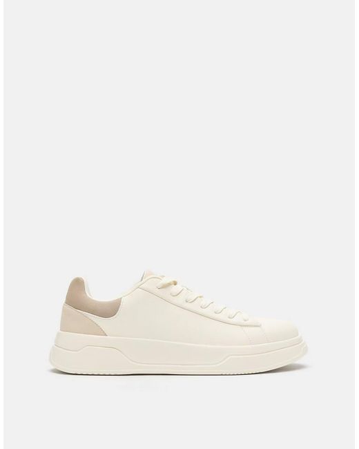 Pull&Bear Basic Sneakers Met Accent in het Natural voor heren