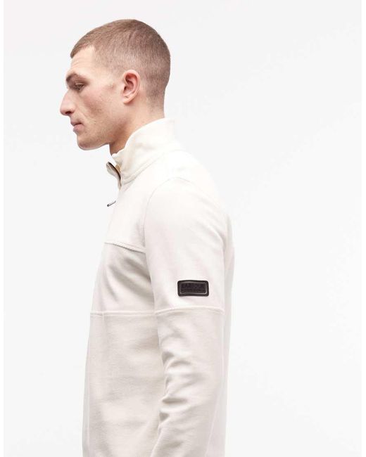 Barbour White Kaspian Half Zip Logo Sweatshirt for men