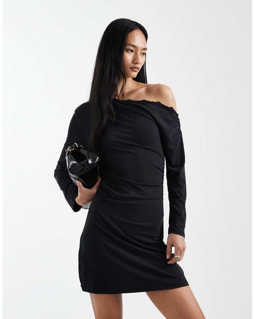Cotton On Black Brooke Off Shoulder Mini Dress