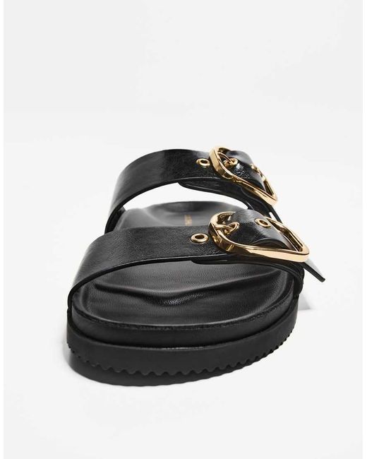 Bershka White Slider Sandals With Buckles