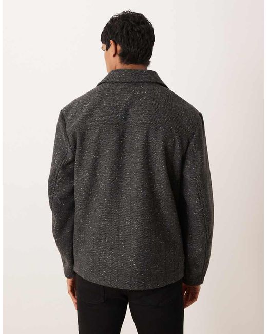 Chaqueta Gris Carbón Estilo Camisa Con Patrón De Espiga De Tejido Efecto Lana De ASOS de hombre de color Gray