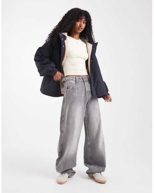 ASOS Black Oversized Fleece Lined Rain Coat