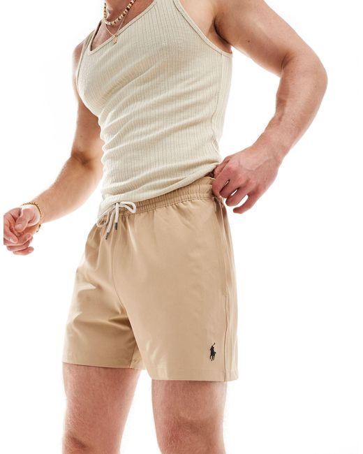 Polo Ralph Lauren Natural Traveler Icon Logo Mid Slim Fit Swim Shorts for men