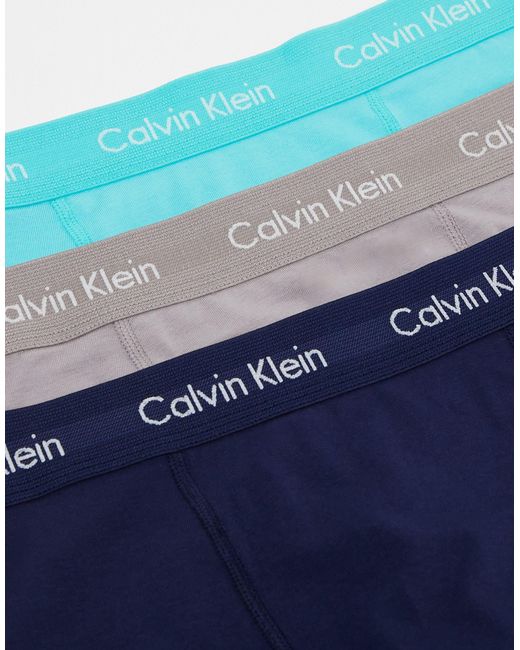 Calvin Klein – 3er-pack elastische baumwoll-unterhosen in Blue für Herren