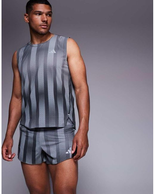 Adidas Originals Blue Adidas Running Adizero Shorts With Print for men