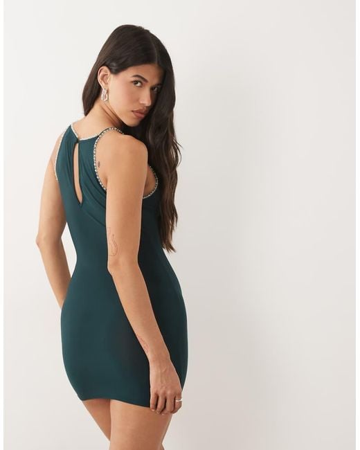 ASOS Blue Racer Mini Dress With Trim Detail