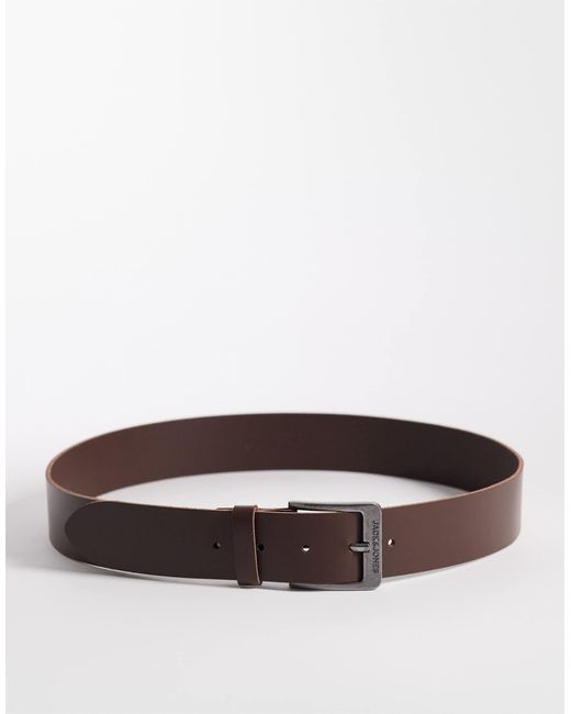 Jack & Jones – brauner ledergürtel in Brown für Herren