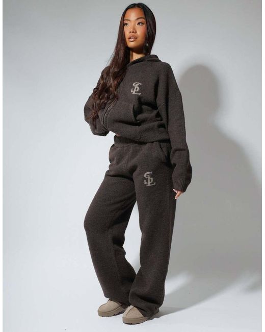 SIMMI Gray Romy Chunky Knit Wide Leg Trouser